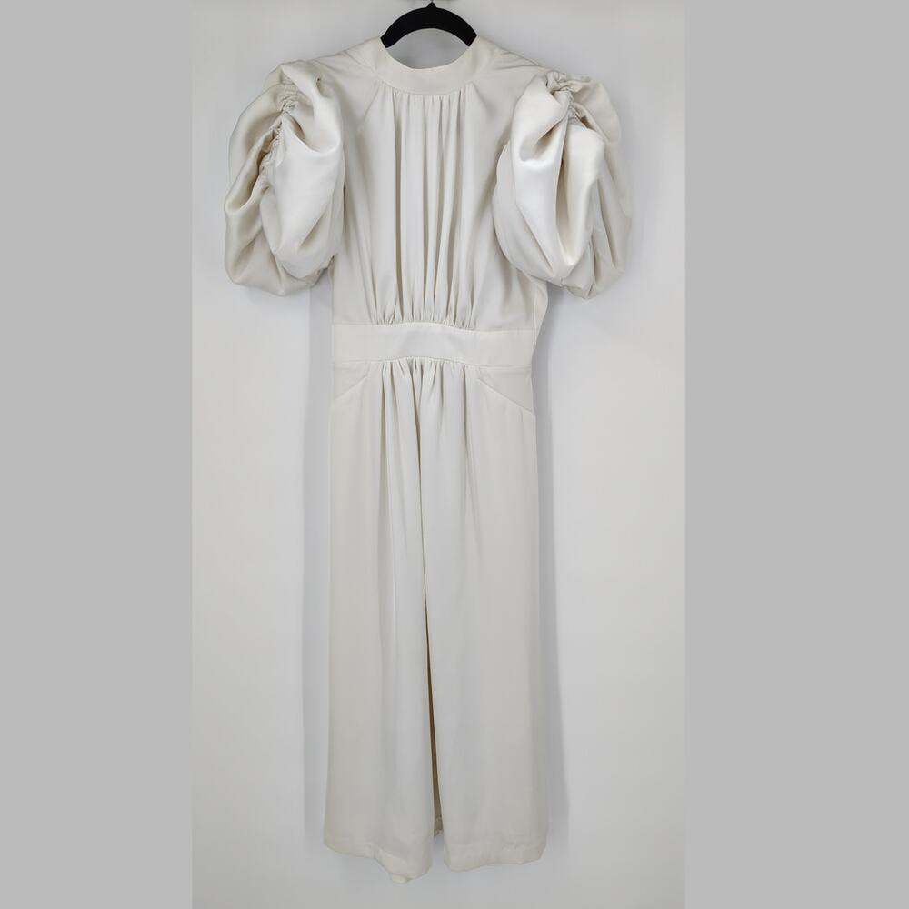 ROTATE Noon Puff Sleeve Open Back Midi Dress Satin Bridal NWT 2 - Picture 6 of 16